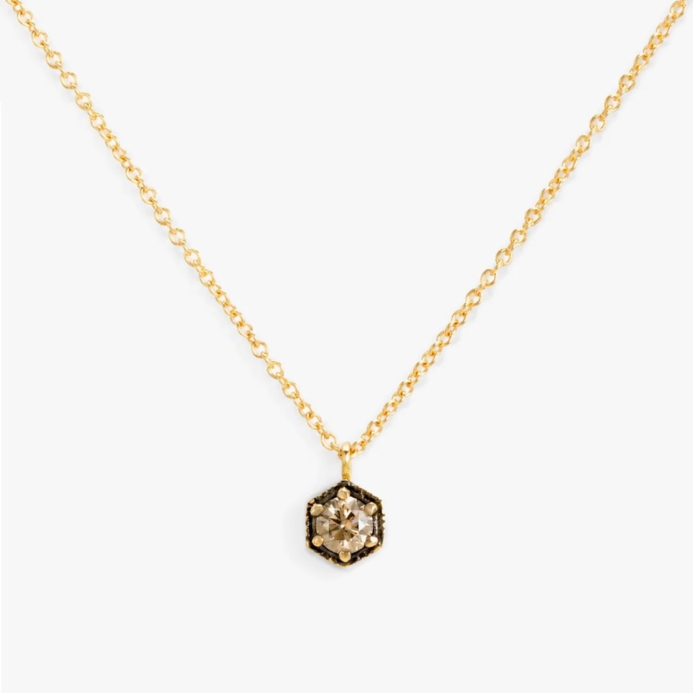 Satomi Kawakita Brown Diamond Hexagon Necklace with Extender